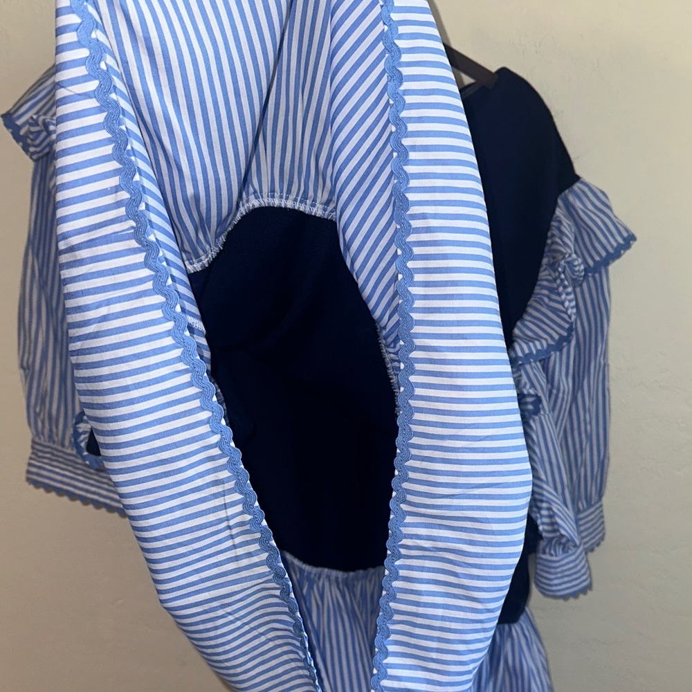 English Factory Navy and Blue Striped Blouse - Picture 6 of 6
